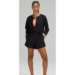 Lululemon High Neck UVP Zippered black shorts Romper women's size 2 NWOT